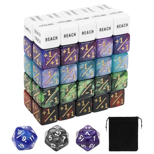 53 Stück Würfel Zähler, Counter Dice mit Speichertasche Acryl Zählerwürfel Set Fähigkeiten Schlüsselwörter Zählwürfel Kompatibel MTG TCG Würfel Magic für Zubehör Aufbewahrungsbeutel 53 Stück Würfel Zähler, Counter Dice mit Speichertasche Acryl Zählerwürfel Set Fähigkeiten Schlüsselwörter Zählwürfel Kompatibel MTG TCG Würfel Magic für Zubehör Aufbewahrungsbeutel von SUPPUIMNT