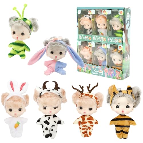 6 Stück Mini Babypuppe, Newborn Baby Verstellbar Haltung Reborn Mini Puppenspielzeug Waschbares PVC Simulation Realistisches Säuglings Puppenspielzeug Mädchen Kleinkinder Kinder Geburtstag(A) von SUPPUIMNT