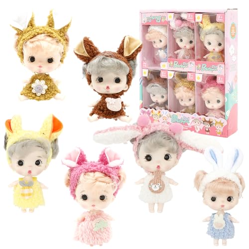 6 Stück Mini Babypuppe, Newborn Baby Verstellbar Haltung Reborn Mini Puppenspielzeug Waschbares PVC Simulation Realistisches Säuglings Puppenspielzeug Mädchen Kleinkinder Kinder Geburtstag(B) von SUPPUIMNT