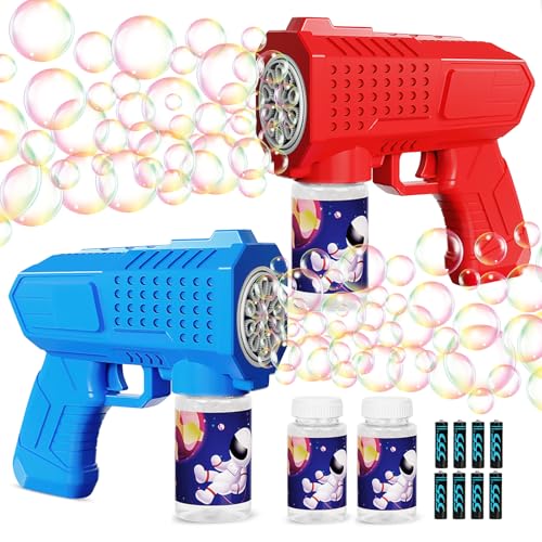 2 Stück Seifenblasenmaschinen-Set, automatische Seifenblasenpistole, automatische Seifenblasenmaschine für Kinder, Sommer-Schießblasenspielzeug für Kindergeburtstage und den Einsatz im Freien von SUPRBIRD