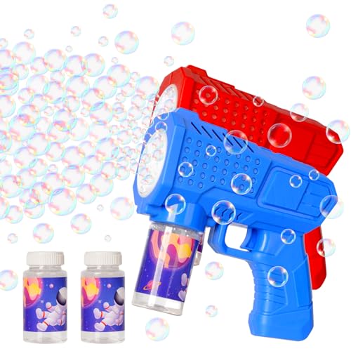 2 Stück Seifenblasenpistolen Set, Kinder Seifenblasenmaschine, Automatische Seifenblasen Bubbles Maker Maschine, Seifenblasen Machine für Kids Shooter Spielzeug Sommer Themed Party (Blau+Rot) von SUPRBIRD