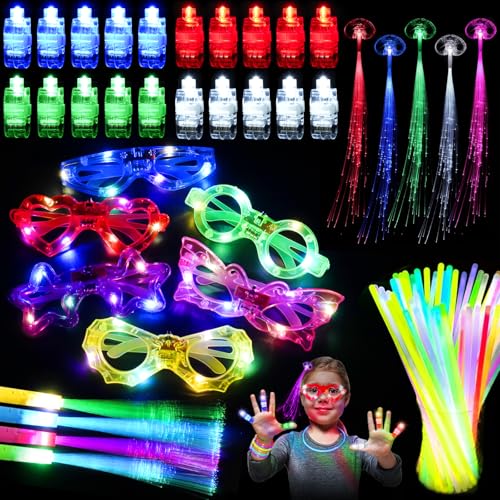 SUPRBIRD Weihnachten Party Set für Kinder,85 Blinkende Party Favors,Neon Knicklichter Ketten Sets für Weihnachten Decoration,Weihnachten Party Leuchtend Deko Für Kinder,Led Blinkende Brille Spielzeug von SUPRBIRD