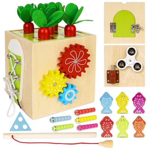 SUPRBIRD Montessori Spielzeug Baby, Motorikwürfel 9 in 1 Aktivitätswürfel Spielzeug ab 1 2 3 4 Jahr, Motorikspielzeug für Kinder, Montessori Holzspielzeug Lernspielzeug für Kleinkinder Mädchen Jungen von SUPRBIRD