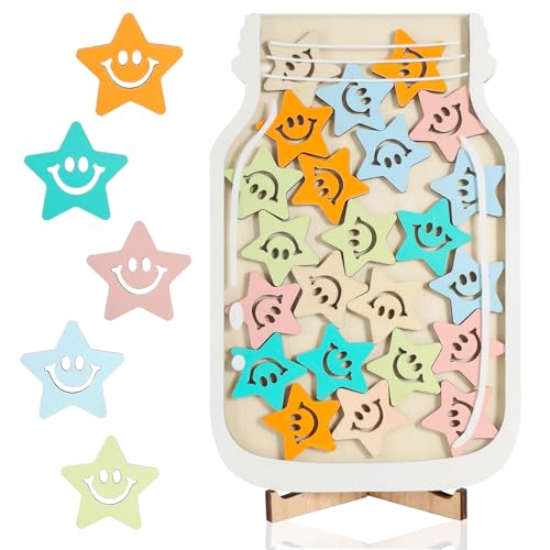 SUPRROW Belohnungsglas für Kinder,Belohnungsglas für Kinder mit 25 Sternen,Belohnungsglas Klassenzimmer,Reward Jar Lächelndes Gesicht,Star Reward Jars,für motivierende Verhaltensbelohnungen SUPRROW Belohnungsglas für Kinder,Belohnungsglas für Kinder mit 25 Sternen,Belohnungsglas Klassenzimmer,Reward Jar Lächelndes Gesicht,Star Reward Jars,für motivierende Verhaltensbelohnungen von SUPRROW