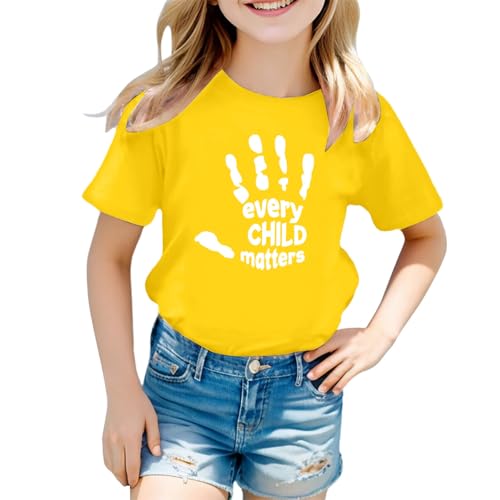 SUPTTING Damen T-Shirt Bedeutungsvoll Unterstützend Statement-Shirt Schulterfrei-Optik Grafik-Print Kurzarmshirt Bewusstsein Lässig Handabdruck-Motiv Lettering Top für Gedenktag von SUPTTING
