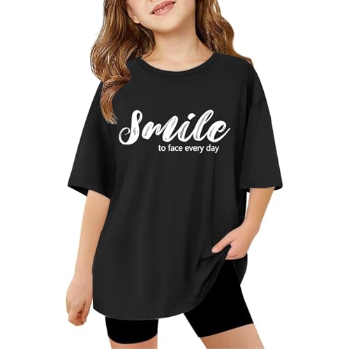 SUPTTING Damen T-Shirt mit Lächeln Motiv Rundhalsausschnitt Kurzarm mischung Locker geschnitten Look Freizeitshirt Oberteil Sommerkleidung Alltagskleidung für Freizeit Alltag von SUPTTING