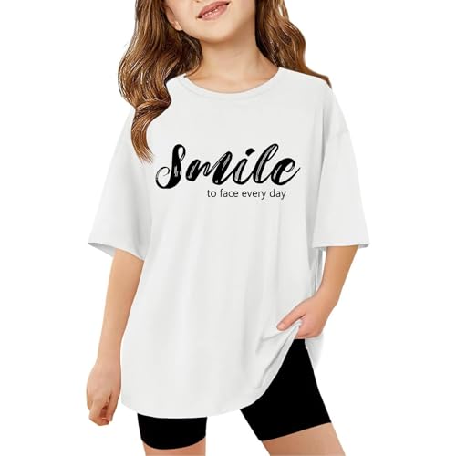 SUPTTING Damen T-Shirt mit Lächeln Motiv Rundhalsausschnitt Kurzarm mischung Locker geschnitten Look Freizeitshirt Oberteil Sommerkleidung Alltagskleidung für Freizeit Alltag von SUPTTING
