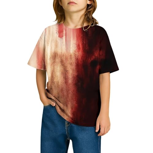 SUPTTING Farbenfroh Atmungsaktiv Jungen Hemd Kragen Knopfleiste, Kurzarmhemd Retro Abstrakt, Streifenmuster Sommerhemd Button-Down-Shirt Sommer für Familienfeier von SUPTTING