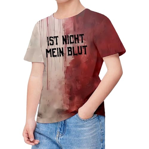 SUPTTING Halloween Herbst Jungen T-Shirt Atmungsaktiv Auffällig Oberteil Grafik-Print Rundhalsausschnitt Kurzarmshirt Grusel Lässig Blutspritzer-Muster Lettering Top für Mottoparty SUPTTING Halloween Herbst Jungen T-Shirt Atmungsaktiv Auffällig Oberteil Grafik-Print Rundhalsausschnitt Kurzarmshirt Grusel Lässig Blutspritzer-Muster Lettering Top für Mottoparty von SUPTTING