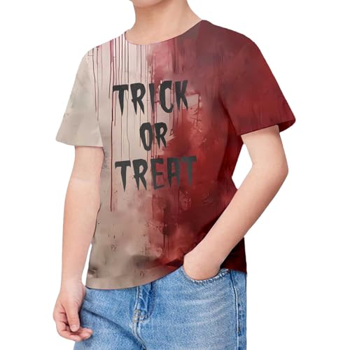 SUPTTING Halloween Herbst Jungen T-Shirt Atmungsaktiv Auffällig Oberteil Grafik-Print Rundhalsausschnitt Kurzarmshirt Grusel Lässig Blutspritzer-Muster Lettering Top für Mottoparty SUPTTING Halloween Herbst Jungen T-Shirt Atmungsaktiv Auffällig Oberteil Grafik-Print Rundhalsausschnitt Kurzarmshirt Grusel Lässig Blutspritzer-Muster Lettering Top für Mottoparty von SUPTTING