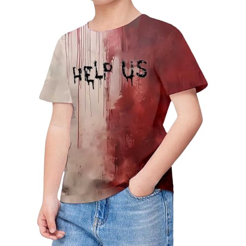 SUPTTING Halloween Herbst Jungen T-Shirt Atmungsaktiv Auffällig Oberteil Grafik-Print Rundhalsausschnitt Kurzarmshirt Grusel Lässig Blutspritzer-Muster Lettering Top für Mottoparty SUPTTING Halloween Herbst Jungen T-Shirt Atmungsaktiv Auffällig Oberteil Grafik-Print Rundhalsausschnitt Kurzarmshirt Grusel Lässig Blutspritzer-Muster Lettering Top für Mottoparty von SUPTTING