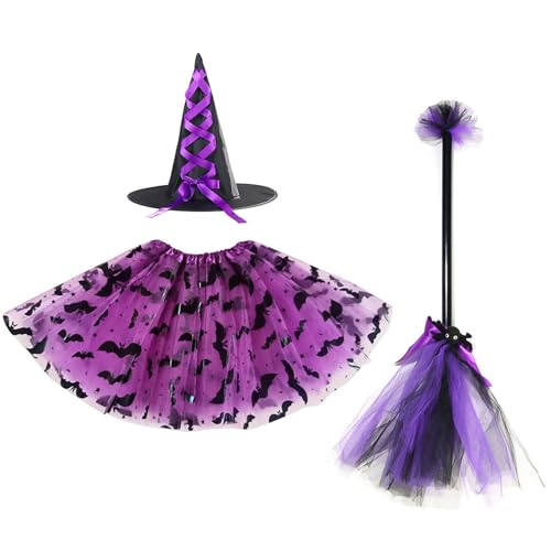 SUPTTING Halloween Herbst Mädchen Hexen-Set Komplett Lustig Kostüm-Set Spitzer Hut Tüllrock Verkleidungs-Set Klassisch Verspielt Spinnennetz-Muster Glitzer Halloween-Outfit für Süßes oder Saures SUPTTING Halloween Herbst Mädchen Hexen-Set Komplett Lustig Kostüm-Set Spitzer Hut Tüllrock Verkleidungs-Set Klassisch Verspielt Spinnennetz-Muster Glitzer Halloween-Outfit für Süßes oder Saures von SUPTTING