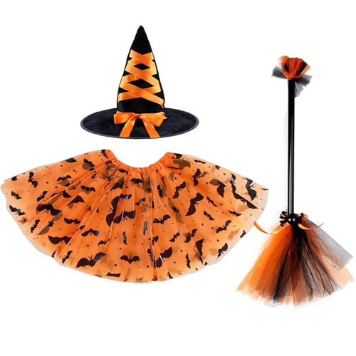 SUPTTING Halloween Herbst Mädchen Hexen-Set Komplett Lustig Kostüm-Set Spitzer Hut Tüllrock Verkleidungs-Set Klassisch Verspielt Spinnennetz-Muster Glitzer Halloween-Outfit für Süßes oder Saures SUPTTING Halloween Herbst Mädchen Hexen-Set Komplett Lustig Kostüm-Set Spitzer Hut Tüllrock Verkleidungs-Set Klassisch Verspielt Spinnennetz-Muster Glitzer Halloween-Outfit für Süßes oder Saures von SUPTTING