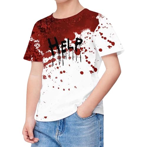 SUPTTING Halloween Herren T-Shirt Gruselig Auffällig Oberteil Rundhalsausschnitt Allover-Print, Top Horror Statement Blutspritzer-Muster Schriftzug Horror-Shirt für Gruselparty SUPTTING Halloween Herren T-Shirt Gruselig Auffällig Oberteil Rundhalsausschnitt Allover-Print, Top Horror Statement Blutspritzer-Muster Schriftzug Horror-Shirt für Gruselparty von SUPTTING