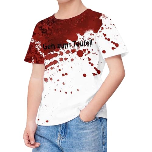 SUPTTING Halloween Herren T-Shirt Gruselig Auffällig Oberteil Rundhalsausschnitt Allover-Print, Top Horror Statement Blutspritzer-Muster Schriftzug Horror-Shirt für Gruselparty SUPTTING Halloween Herren T-Shirt Gruselig Auffällig Oberteil Rundhalsausschnitt Allover-Print, Top Horror Statement Blutspritzer-Muster Schriftzug Horror-Shirt für Gruselparty von SUPTTING