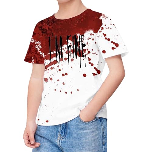 SUPTTING Halloween Herren T-Shirt Gruselig Auffällig Oberteil Rundhalsausschnitt Allover-Print, Top Horror Statement Blutspritzer-Muster Schriftzug Horror-Shirt für Gruselparty SUPTTING Halloween Herren T-Shirt Gruselig Auffällig Oberteil Rundhalsausschnitt Allover-Print, Top Horror Statement Blutspritzer-Muster Schriftzug Horror-Shirt für Gruselparty von SUPTTING