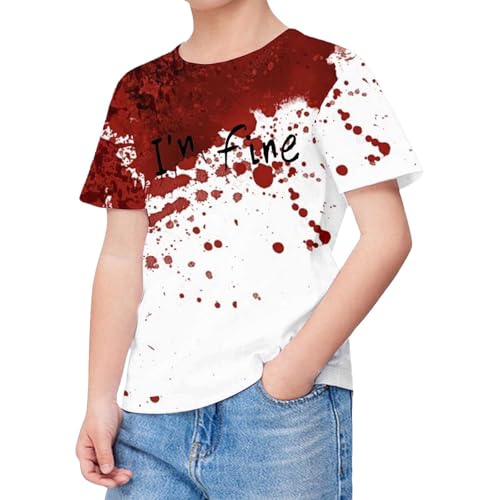 SUPTTING Halloween Herren T-Shirt Gruselig Auffällig Oberteil Rundhalsausschnitt Allover-Print, Top Horror Statement Blutspritzer-Muster Schriftzug Horror-Shirt für Gruselparty SUPTTING Halloween Herren T-Shirt Gruselig Auffällig Oberteil Rundhalsausschnitt Allover-Print, Top Horror Statement Blutspritzer-Muster Schriftzug Horror-Shirt für Gruselparty von SUPTTING