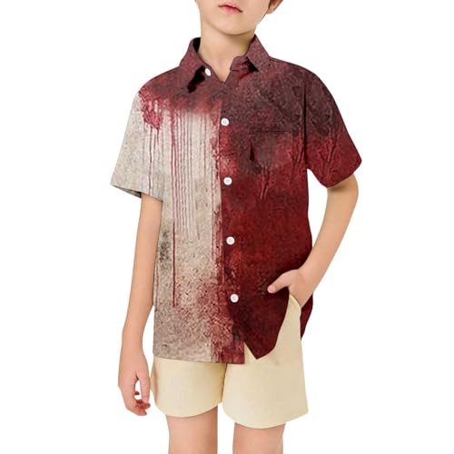SUPTTING Halloween Kinder Kostüm-Shirt Realistisch Schockierend, Blutspritzer-Druck Kurzarm Zombie-Shirt, Splatter Horror Hemd-Optik Horror-Oberteil, 3D-Effekt Mottoshirt für Grusel-Labyrinth SUPTTING Halloween Kinder Kostüm-Shirt Realistisch Schockierend, Blutspritzer-Druck Kurzarm Zombie-Shirt, Splatter Horror Hemd-Optik Horror-Oberteil, 3D-Effekt Mottoshirt für Grusel-Labyrinth von SUPTTING