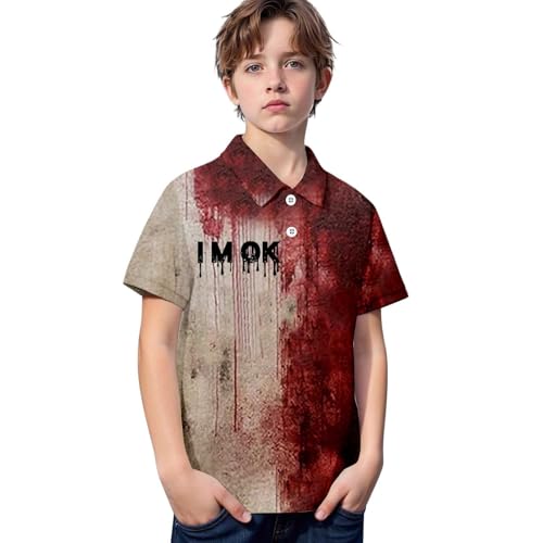 SUPTTING Halloween Kinder T-Shirt Schockierend Gruselig, Blutspritzer-Druck Spruch Kostüm-Oberteil, Horror Splatter Realistischer Druck Mottoshirt, Kurzarm Zombie-Shirt für Halloween-Party SUPTTING Halloween Kinder T-Shirt Schockierend Gruselig, Blutspritzer-Druck Spruch Kostüm-Oberteil, Horror Splatter Realistischer Druck Mottoshirt, Kurzarm Zombie-Shirt für Halloween-Party von SUPTTING