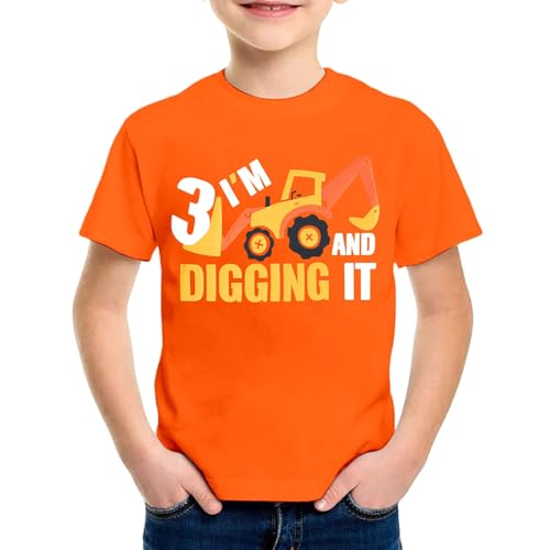 SUPTTING Jungen T-Shirt 3 I'm Digging It Aufdruck Bagger Kurzarm Oberteil Rundhals Shirt Kindergeburtstag Outfit Freizeitshirt Sommer Top Geburtstagsshirt Kinderbekleidung Baustelle von SUPTTING