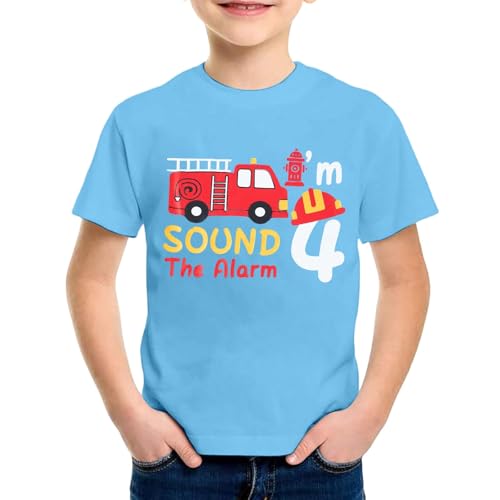 SUPTTING Jungen T-Shirt 4 Feuerwehrauto Aufdruck Sound The Alarm Kurzarm Oberteil Rundhals Shirt Kindergeburtstag Outfit Freizeitshirt Top Geburtstagsshirt Kinderbekleidung Feuerwehrmann SUPTTING Jungen T-Shirt 4 Feuerwehrauto Aufdruck Sound The Alarm Kurzarm Oberteil Rundhals Shirt Kindergeburtstag Outfit Freizeitshirt Top Geburtstagsshirt Kinderbekleidung Feuerwehrmann von SUPTTING