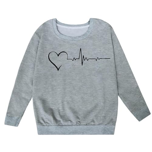 SUPTTING Kinder Sweatshirt Bequem Minimalistisch, Pullover mit Herzschlag-Grafik, Lässig Modern Langarmshirt, Rundhalspullover Regular Fit für den Alltag im Herbst SUPTTING Kinder Sweatshirt Bequem Minimalistisch, Pullover mit Herzschlag-Grafik, Lässig Modern Langarmshirt, Rundhalspullover Regular Fit für den Alltag im Herbst von SUPTTING