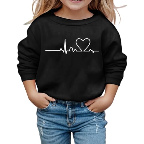 SUPTTING Kinder Sweatshirt Minimalistisch Liebevoll, Herzschlag-Grafik Rundhalsausschnitt Pullover, Lässig Modern Herz-Motiv Langarmshirt, Verkürzter Schnitt Crop-Top für die Freizeit SUPTTING Kinder Sweatshirt Minimalistisch Liebevoll, Herzschlag-Grafik Rundhalsausschnitt Pullover, Lässig Modern Herz-Motiv Langarmshirt, Verkürzter Schnitt Crop-Top für die Freizeit von SUPTTING