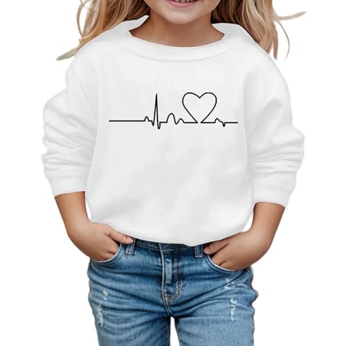 SUPTTING Kinder Sweatshirt Minimalistisch Liebevoll, Herzschlag-Grafik Rundhalsausschnitt Pullover, Lässig Modern Herz-Motiv Langarmshirt, Verkürzter Schnitt Crop-Top für die Freizeit SUPTTING Kinder Sweatshirt Minimalistisch Liebevoll, Herzschlag-Grafik Rundhalsausschnitt Pullover, Lässig Modern Herz-Motiv Langarmshirt, Verkürzter Schnitt Crop-Top für die Freizeit von SUPTTING