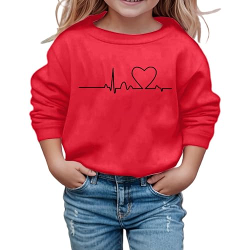 SUPTTING Kinder Sweatshirt Minimalistisch Liebevoll, Herzschlag-Grafik Rundhalsausschnitt Pullover, Lässig Modern Herz-Motiv Langarmshirt, Verkürzter Schnitt Crop-Top für die Freizeit SUPTTING Kinder Sweatshirt Minimalistisch Liebevoll, Herzschlag-Grafik Rundhalsausschnitt Pullover, Lässig Modern Herz-Motiv Langarmshirt, Verkürzter Schnitt Crop-Top für die Freizeit von SUPTTING