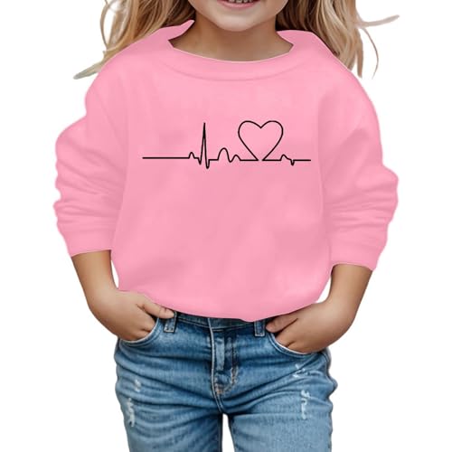 SUPTTING Kinder Sweatshirt Minimalistisch Liebevoll, Herzschlag-Grafik Rundhalsausschnitt Pullover, Lässig Modern Herz-Motiv Langarmshirt, Verkürzter Schnitt Crop-Top für die Freizeit SUPTTING Kinder Sweatshirt Minimalistisch Liebevoll, Herzschlag-Grafik Rundhalsausschnitt Pullover, Lässig Modern Herz-Motiv Langarmshirt, Verkürzter Schnitt Crop-Top für die Freizeit von SUPTTING