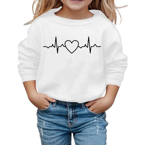 SUPTTING Kinder Sweatshirt Niedlich Liebevoll, Herzschlag-Grafik Verkürzter Schnitt Pullover, Lässig Minimalistisch Herz-Motiv Langarmshirt, Rundhalsausschnitt Crop-Top für die Freizeit von SUPTTING