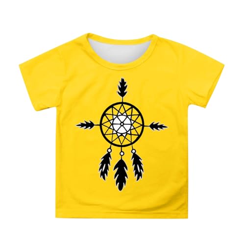 SUPTTING Kinder T-Shirt Bequem Spirituell Oberteil Grafik-Druck Rundhals Top Indianisch Boho Traumfänger-Motiv Kurz geschnitten Kurzarmshirt für Freizeit von SUPTTING