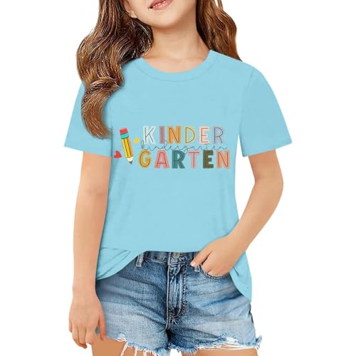 SUPTTING Kinder T-Shirt Fröhlich Stolz, Buchstaben-Druck Rundhalsausschnitt Kindergarten-Shirt, Schulkind Bunt Buntstift-Grafik Einschulungsshirt, Lockerer Schnitt Kurzarmshirt von SUPTTING