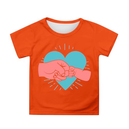 SUPTTING Kinder T-Shirt Herz Faust Aufdruck Rundhals Kurzarm Baumwolle Oberteil Weiß Gelb Blau Rot Grau Lila Schwarz Rosa Orange Alltag Sommer Frühling Bequem Atmungsaktiv Jungen Mädchen von SUPTTING