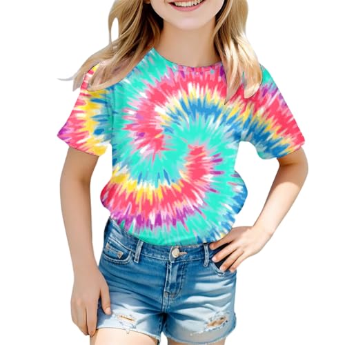 SUPTTING Kinder T-Shirt Tie-Dye Bunt Spiralmuster, Unisex Sommer Oberteil Kurzarm Rundhals Shirt Top, Lässiges Batik Freizeitshirt für Jungen Mädchen, Farbenfrohe Streetwear Weich SUPTTING Kinder T-Shirt Tie-Dye Bunt Spiralmuster, Unisex Sommer Oberteil Kurzarm Rundhals Shirt Top, Lässiges Batik Freizeitshirt für Jungen Mädchen, Farbenfrohe Streetwear Weich von SUPTTING