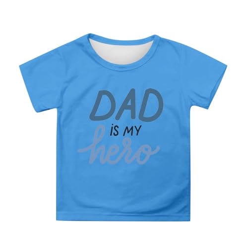 SUPTTING Kinder T-Shirt mit DAD is MY hero Aufdruck, Jungen Mädchen Kurzarm Shirt Oberteil Bluse, Tee Vatertag Geschenk, Tops für Kleinkind Schulkind Teenager Sohn Tochter Vatertag Weihnachten von SUPTTING