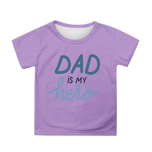 SUPTTING Kinder T-Shirt mit DAD is MY hero Aufdruck, Jungen Mädchen Kurzarm Shirt Oberteil Bluse, Tee Vatertag Geschenk, Tops für Kleinkind Schulkind Teenager Sohn Tochter Vatertag Weihnachten von SUPTTING