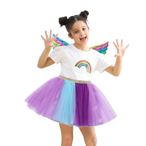 SUPTTING Mädchen Kostüm Set Regenbogen Flügel und Tüllrock Goldener Elastischer Bund Mehrlagiger Tüll Prinzessinnenkleid Partykleid Festliches Kinderkleid Karneval Kostüm Requisiten Tanzkleid SUPTTING Mädchen Kostüm Set Regenbogen Flügel und Tüllrock Goldener Elastischer Bund Mehrlagiger Tüll Prinzessinnenkleid Partykleid Festliches Kinderkleid Karneval Kostüm Requisiten Tanzkleid von SUPTTING