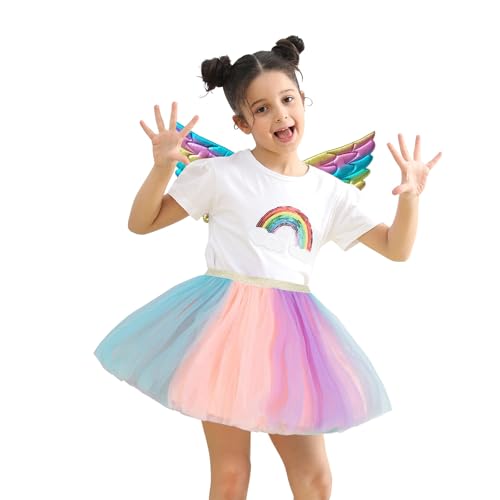 SUPTTING Mädchen Kostüm Set Regenbogen Flügel und Tüllrock Goldener Elastischer Bund Mehrlagiger Tüll Prinzessinnenkleid Partykleid Festliches Kinderkleid Karneval Kostüm Requisiten Tanzkleid SUPTTING Mädchen Kostüm Set Regenbogen Flügel und Tüllrock Goldener Elastischer Bund Mehrlagiger Tüll Prinzessinnenkleid Partykleid Festliches Kinderkleid Karneval Kostüm Requisiten Tanzkleid von SUPTTING
