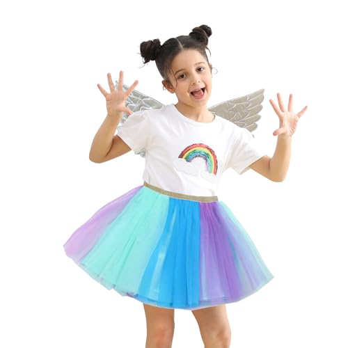 SUPTTING Mädchen Kostüm Set Regenbogen Flügel und Tüllrock Goldener Elastischer Bund Mehrlagiger Tüll Prinzessinnenkleid Partykleid Festliches Kinderkleid Karneval Kostüm Requisiten Tanzkleid SUPTTING Mädchen Kostüm Set Regenbogen Flügel und Tüllrock Goldener Elastischer Bund Mehrlagiger Tüll Prinzessinnenkleid Partykleid Festliches Kinderkleid Karneval Kostüm Requisiten Tanzkleid von SUPTTING