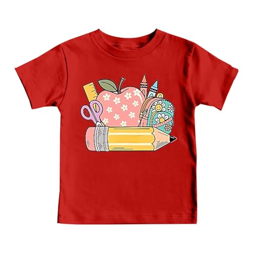 SUPTTING Niedlich Lehrreich Kinder T-Shirt Kurze Ärmel Rundhalsausschnitt Grafikshirt Cartoon Lässig Statement-Shirt ABC-Block-Motiv Buntstift-Grafik Oberteil Sommer für Schule von SUPTTING
