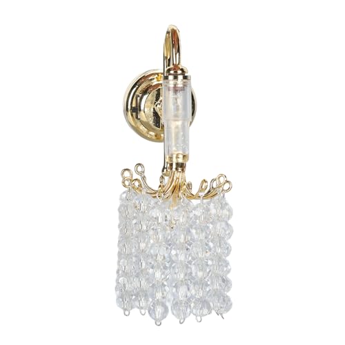 1:12 Puppenhaus -Lampe -Perlen -Dekoration Wandlampe, Retro -Miniaturmöbel Licht Gold, CR1632 Batterie, Metall -Acrylperlen, für Wohnzimmer, Schlafzimmer, Lernen, Esszimmer 1:12 Puppenhaus -Lampe -Perlen -Dekoration Wandlampe, Retro -Miniaturmöbel Licht Gold, CR1632 Batterie, Metall -Acrylperlen, für Wohnzimmer, Schlafzimmer, Lernen, Esszimmer von SUPYINI