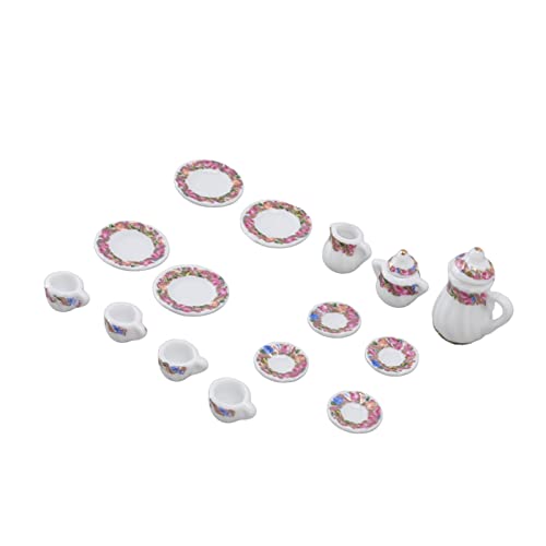15 PCs Dollhouse Tea Set Mini Simulation Keramik Tee Tassen Set Doll House Accessoires Miniaturmodell -Requisiten für Dollhouse Tea Set mit Miniature -Tee -Set (A) von SUPYINI