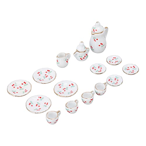 15 PCs Dollhouse Tea Set Mini Simulation Keramik Tee Tassen Set Doll House Accessoires Miniaturmodell -Requisiten für Dollhouse Tea Set mit Miniature -Tee -Set (Schwarz) von SUPYINI