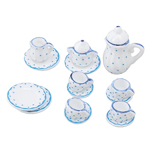 15 PCs Dollhouse Tea Set Mini Simulation Keramik Tee Tassen Set Doll House Accessoires Miniaturmodell -Requisiten für Dollhouse Tea Set mit Miniature -Tee -Set (Typ d) von SUPYINI