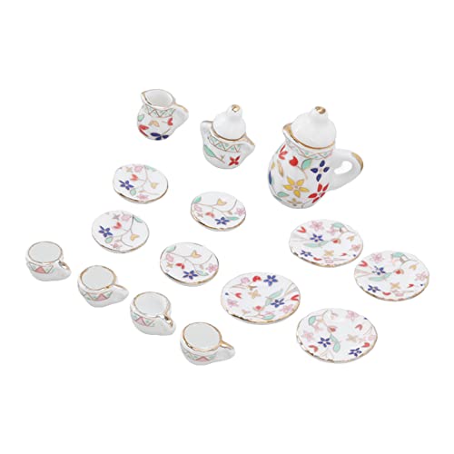 15 PCs Dollhouse Tea Set Mini Simulation Keramik Tee Tassen Set Doll House Accessoires Miniaturmodell -Requisiten für Dollhouse Tea Set mit Miniature -Tee -Set (Typ e) von SUPYINI