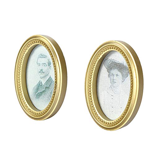 2pcs/Set Doll House Miniatur Oval Frame Bild Foto DIY Accessoires Mittelalterlich Europäisch Schöne Wanddekoration 1:12 Szene Verwenden von SUPYINI