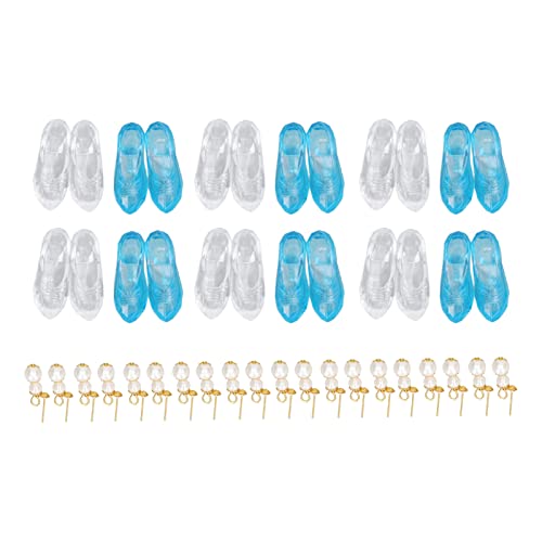 60pcs Blau, 30pcs Weiße Miniaturschuhe Kleiderset, 20pcs Ohrstiel für Puppen, Mini -Schuhe, Mini -Kleid, Puppenzubehör für Dollhouse Decor von SUPYINI