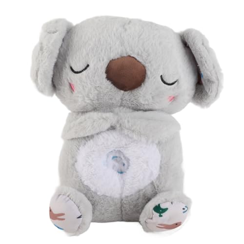 SUPYINI Schlummer Koala Kuscheltier mit Musik, Licht & Rhythmischen Atembewegungen, Baby Spielzeug, Angst Relief Koala Plüschtier Baby Beruhigungsspielzeug für Neugeborene Kinder, 27cm von SUPYINI