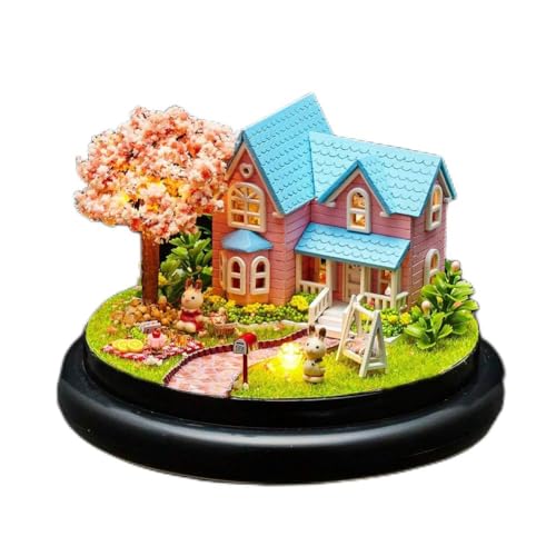 DIY -Handwerk Gebäude Mini House Kit mit LED -Lichtern, für Freunde, Liebhaber, Weihnachtsgeburtstagsgeschenke, Wohnkultur (Kirschblütenvereinbarung) von SUPYINI